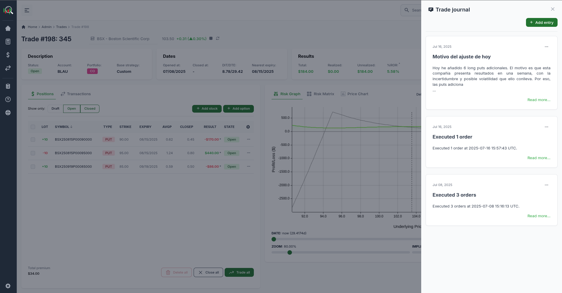 Intelligent Trading Journal with automatic trade tracking and performance analytics